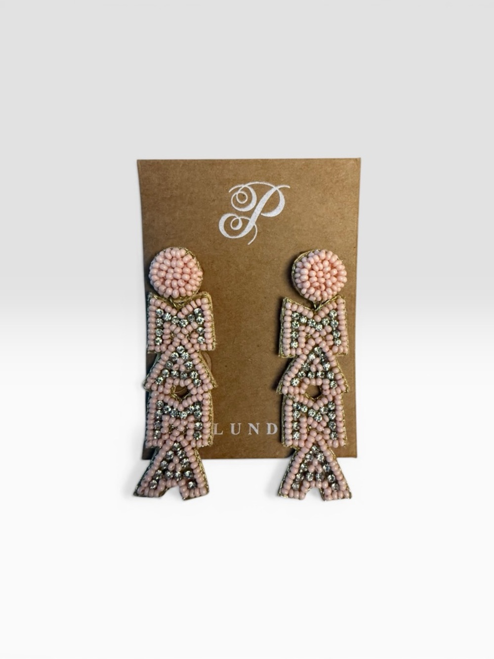 Plunder Pink Beaded MAMA Dangle Earrings